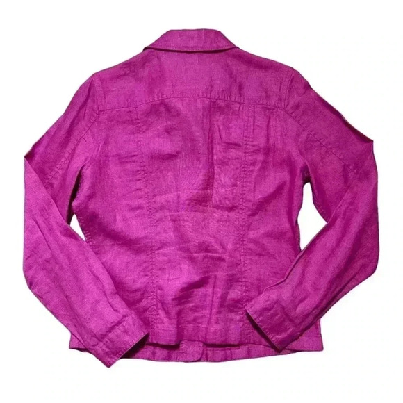 Eddie Bauer Jacket Coat Women's M Purple Solid Buttons Pockets Linen Collar - Picture 2 of 9